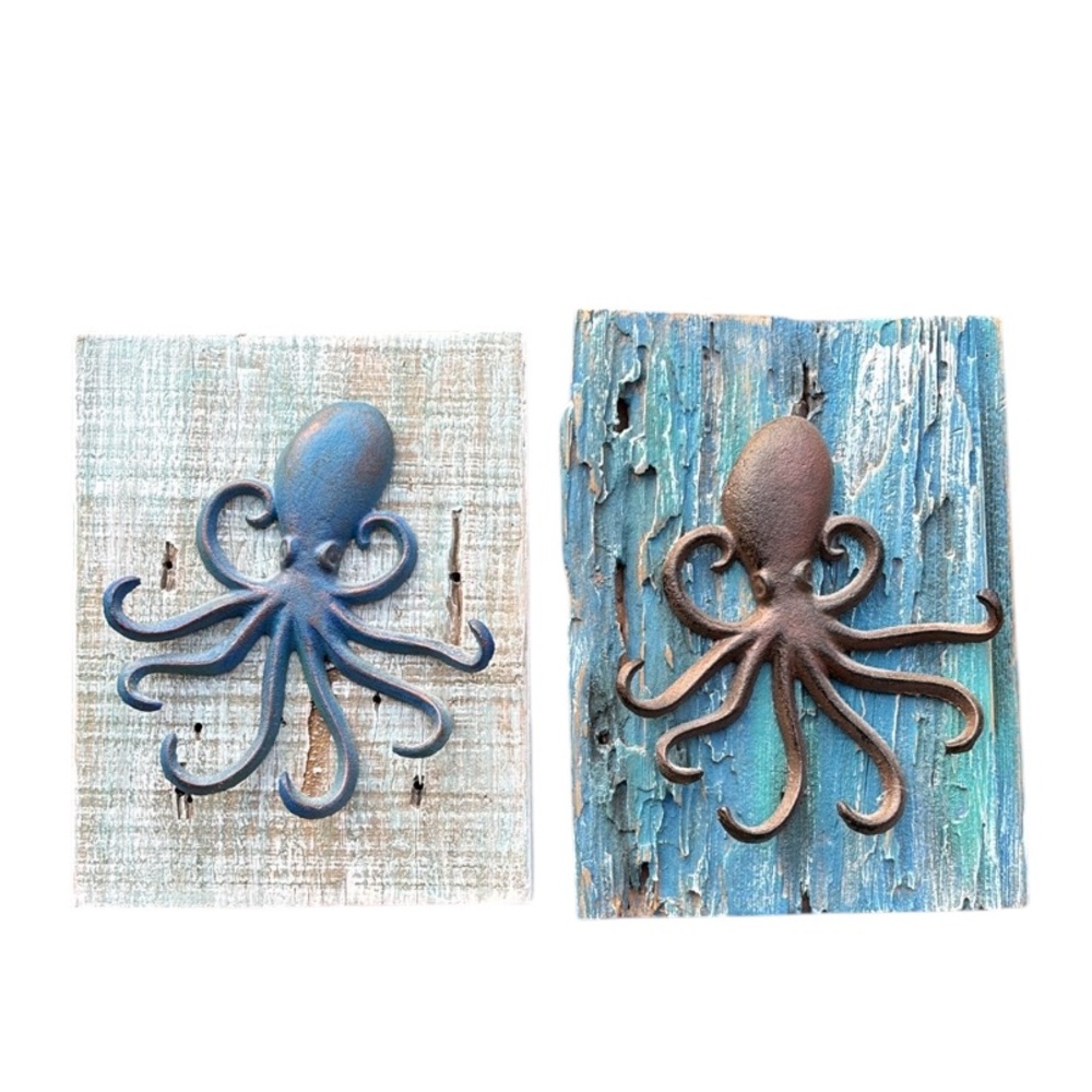 Reclaimed Barn-Wood/Iron Under The Sea Artwork Set of 2